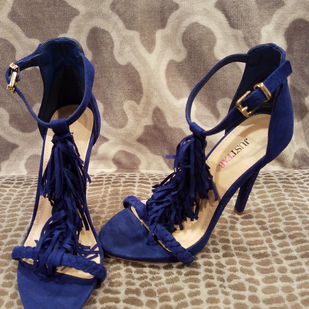 JustFab Loralei Royal Blue Fringe Stilettos